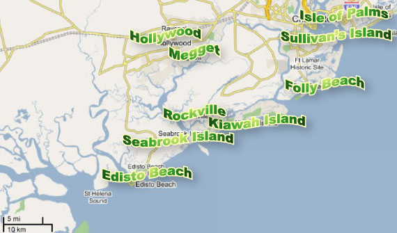 Charleston Sc Islands Map CHARLESTON SC BEACHES   Beachfront real estate & Homes for sale 